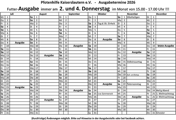 Jahreskalender mit Ausgabeterminen 20265 Seite 2